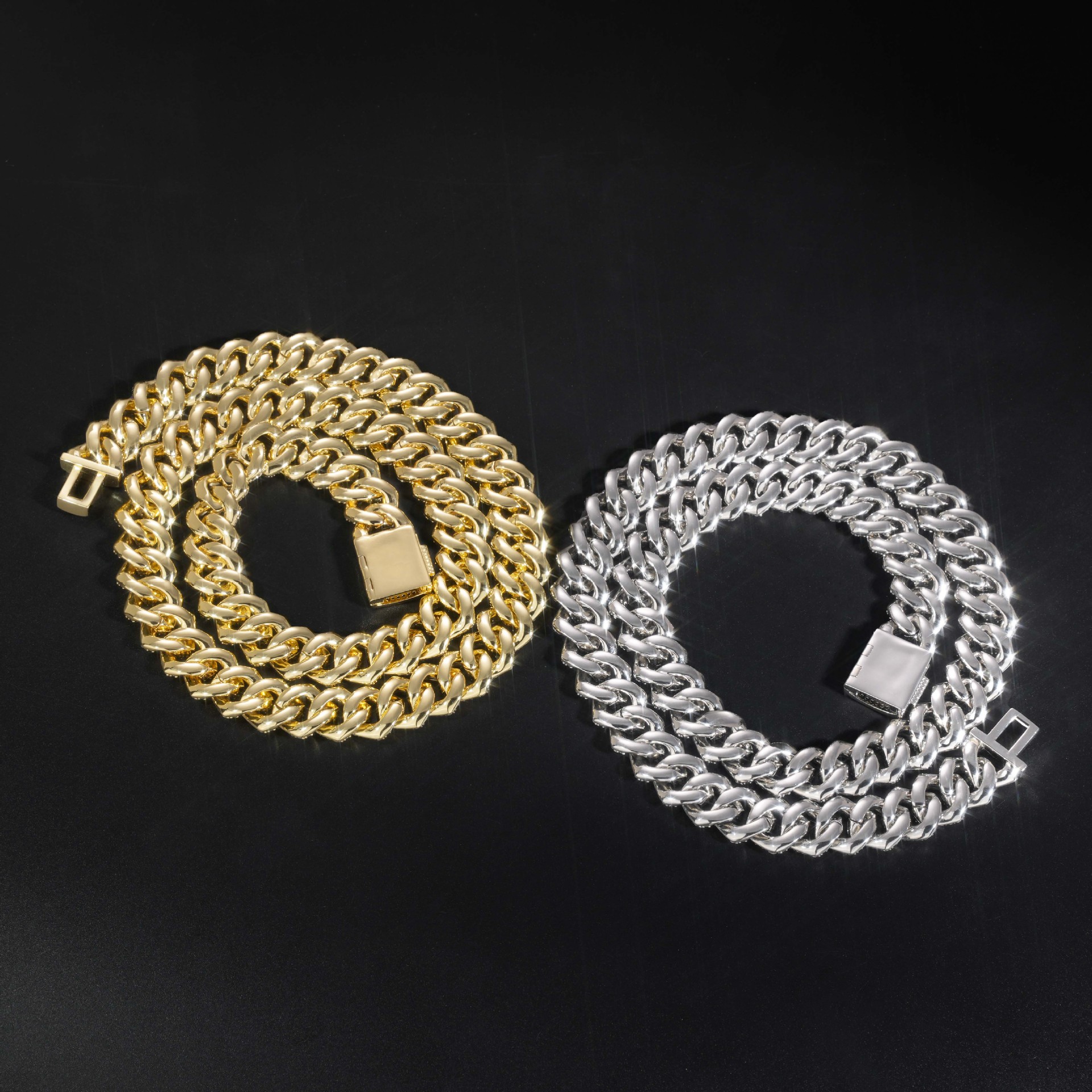 AODHY 8–15mm Double-Row Diamond-Shaped Iced-Out Cuban Link Necklace & Bracelet — detail 17