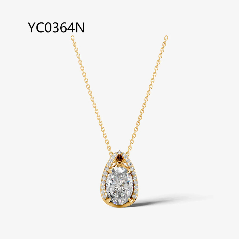 2CT Moissanite Pendant Necklace, S925 Sterling Silver 18K Gold Plated Choker — detail 6