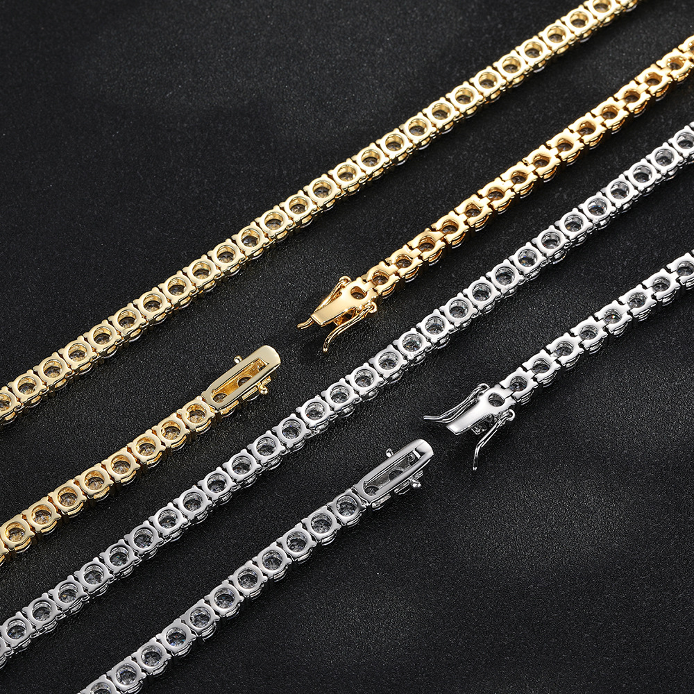 Hip Hop Tennis Chain Bracelet & Necklace, 2-6mm CZ Paved Copper Tennis Jewelry for Men Women — detail 2