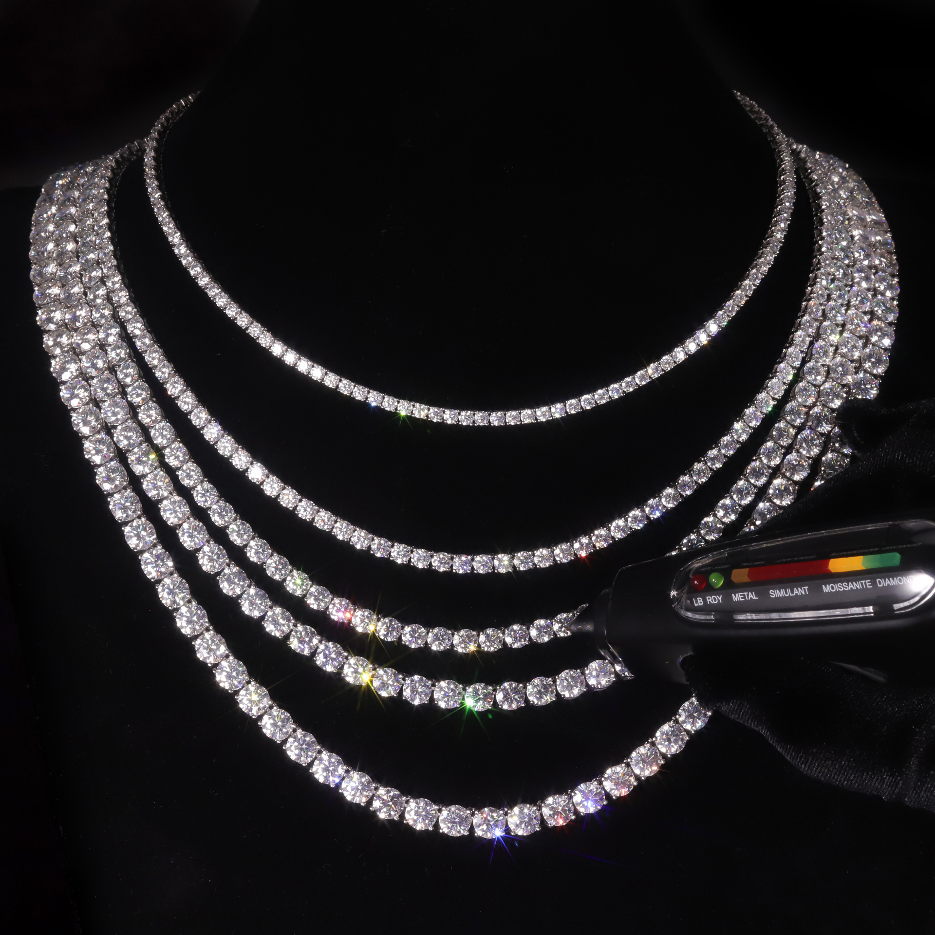 Aodhy S925 Sterling Silver Round Moissanite Tennis Chain — U02N — detail 10