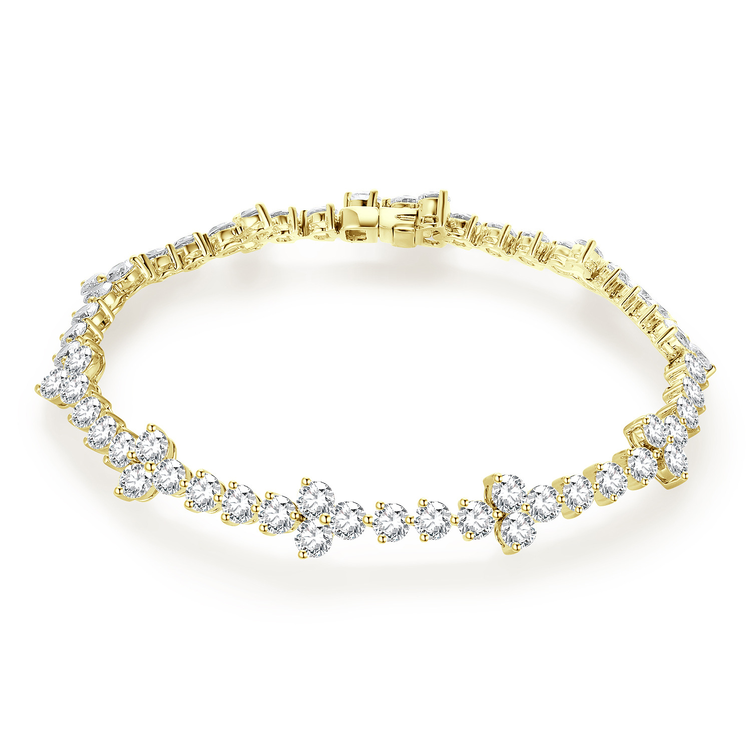 18K Gold Three-Prong Floral Diamond Bracelet – Approx. 6.75ct, 16.5cm — detail 6