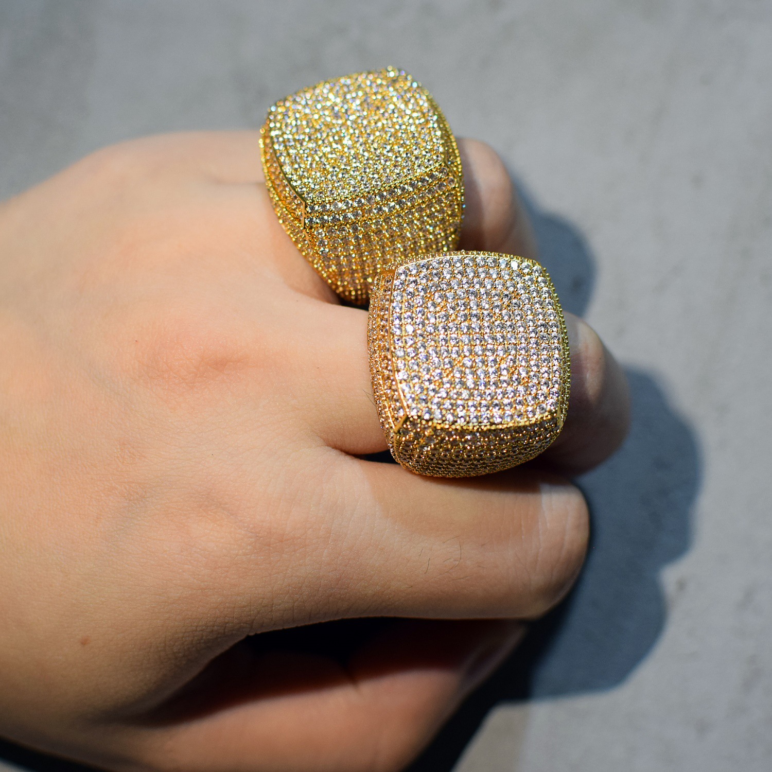 Square Iced Out Hip Hop Statement Ring for Me — detail 1