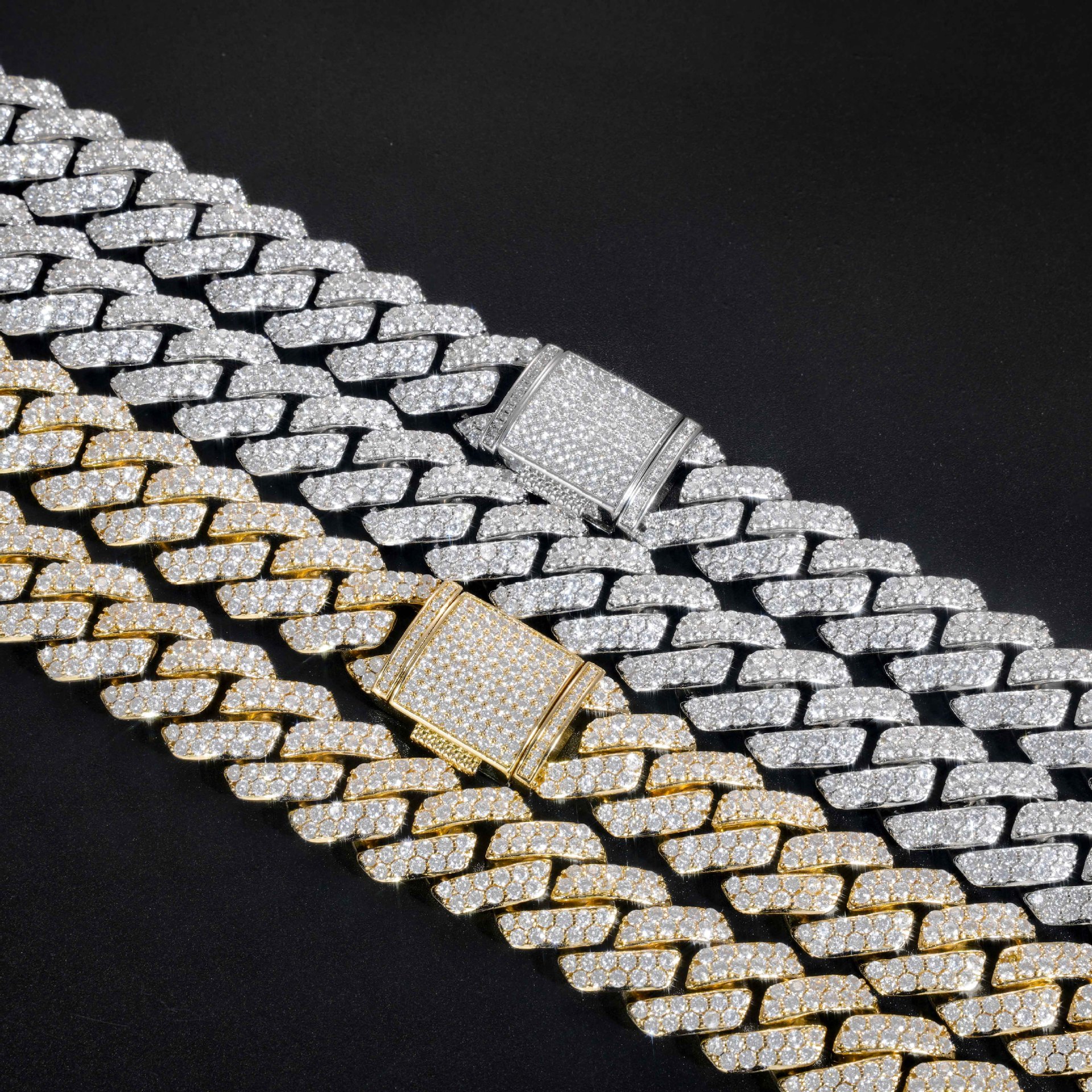 AODHY 8–15mm Double-Row Diamond-Shaped Iced-Out Cuban Link Necklace & Bracelet — detail 21