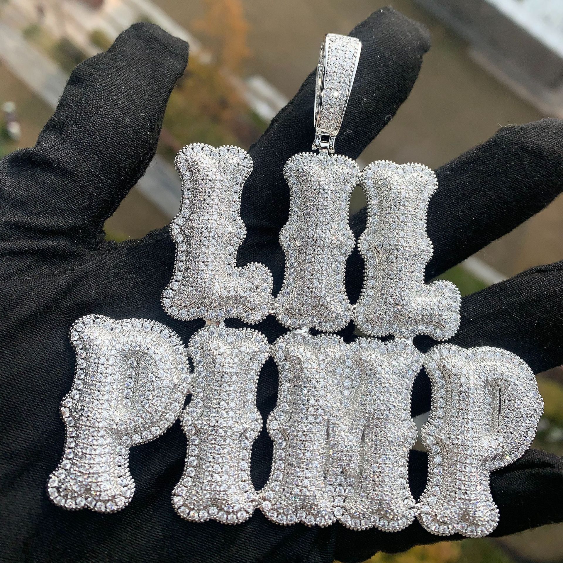 Aodhy Custom Bubble Letter CZ Name Pendant — detail 3