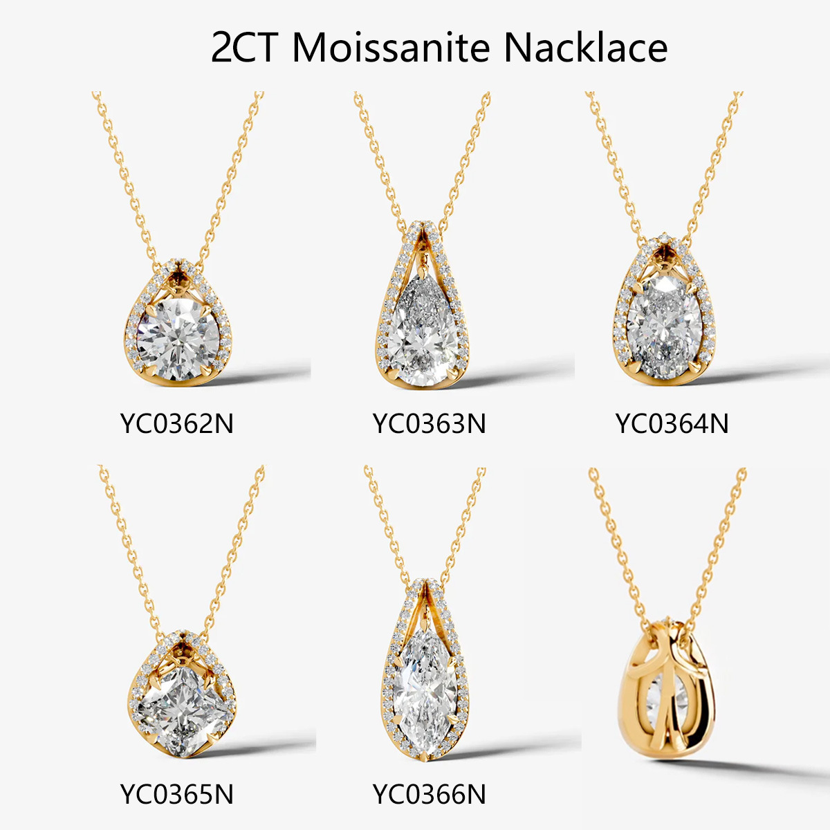 2CT Moissanite Pendant Necklace, S925 Sterling Silver 18K Gold Plated Choker — detail 3