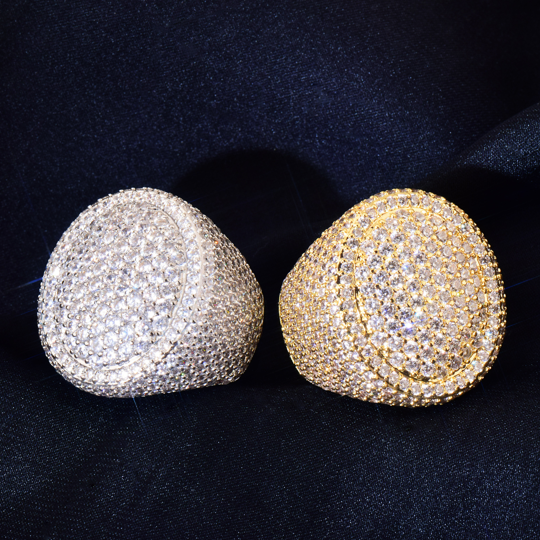 Iced Out Oval Dome Ring Full Paved Cubic Zirconia Hip Hop Chunky Statement Ring — detail 7