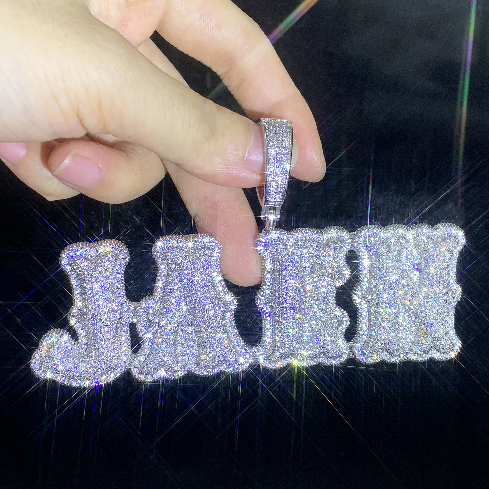 Aodhy Custom Bubble Letter CZ Name Pendant — detail 7