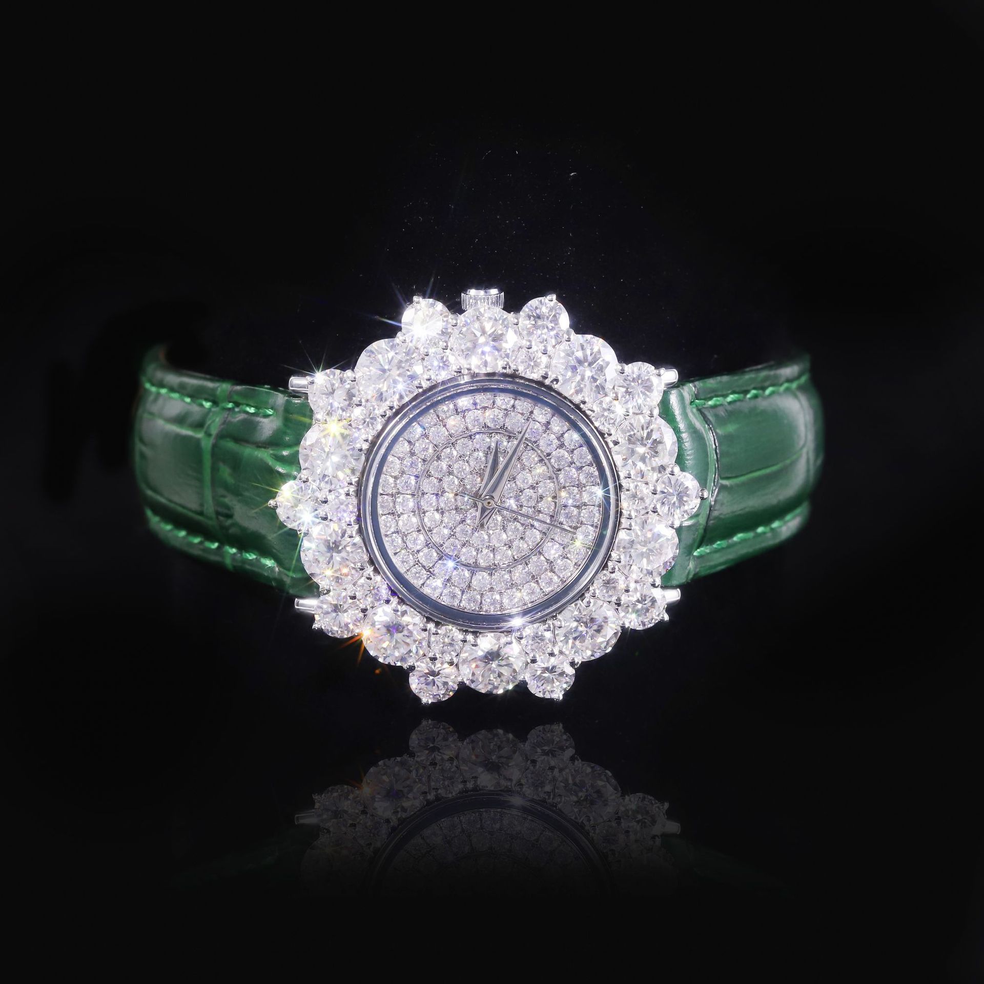 Aodhy 925 Sterling Silver Moissanite Leather Strap Watch — detail 17