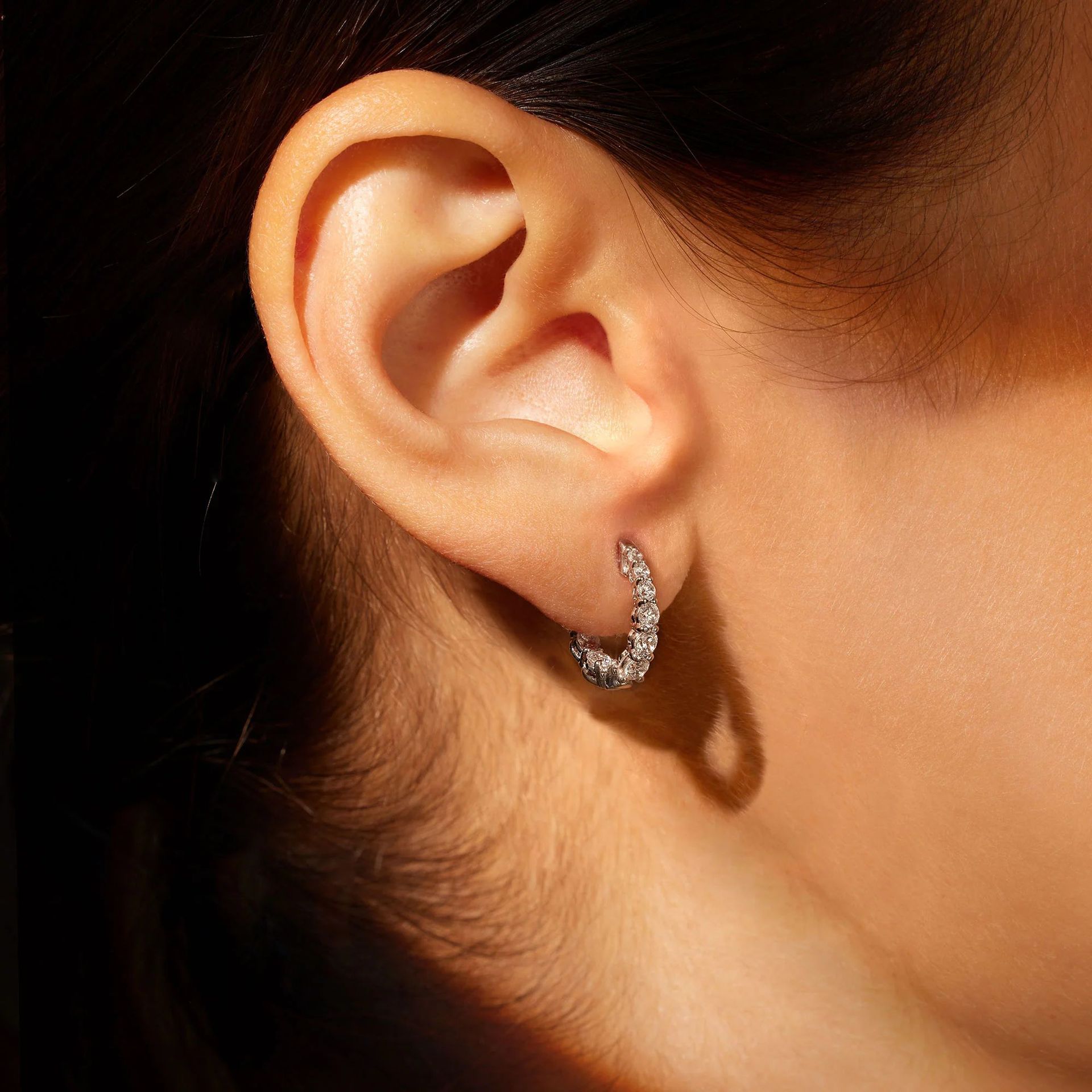 Moissanite Earrings 925 Sterling Silver 18K Gold Plated Stud & Hoop Earrings For Women — detail 3