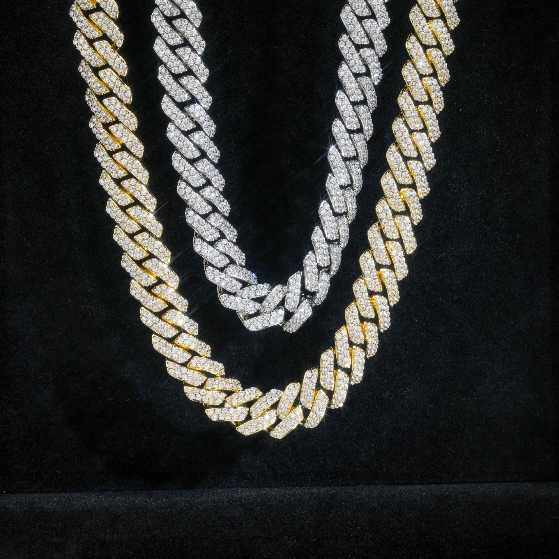 AODHY 8–15mm Double-Row Diamond-Shaped Iced-Out Cuban Link Necklace & Bracelet — detail 16