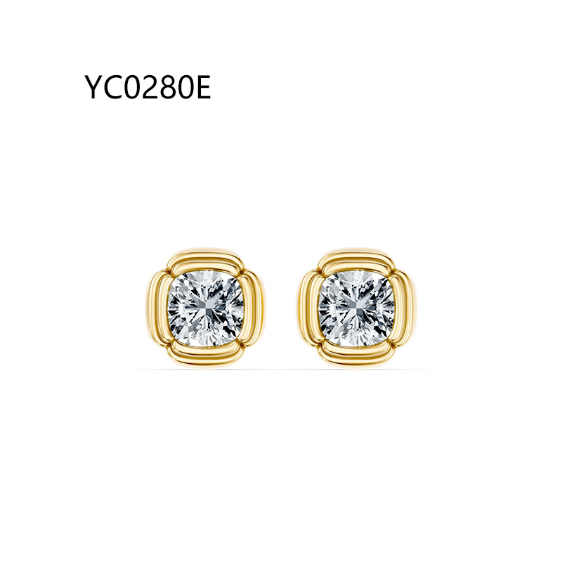 2-carat square flower bud earrings (single earring 1ct) · S925 Sterling Silver/Moissanite