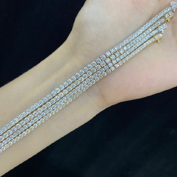 18K Gold Lab-Grown Diamond Tennis Bracelet – 3.4ct Total, 16cm — detail 9