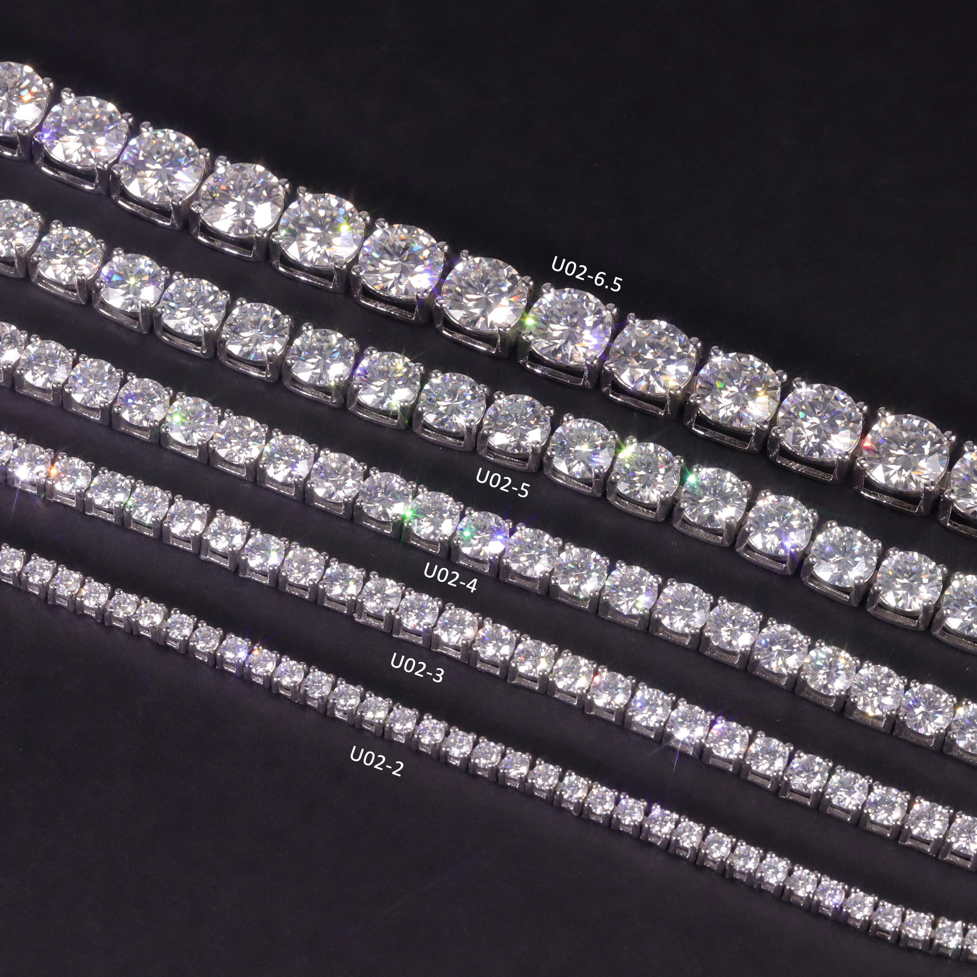 Aodhy S925 Sterling Silver Round Moissanite Tennis Chain — U02N — detail 13