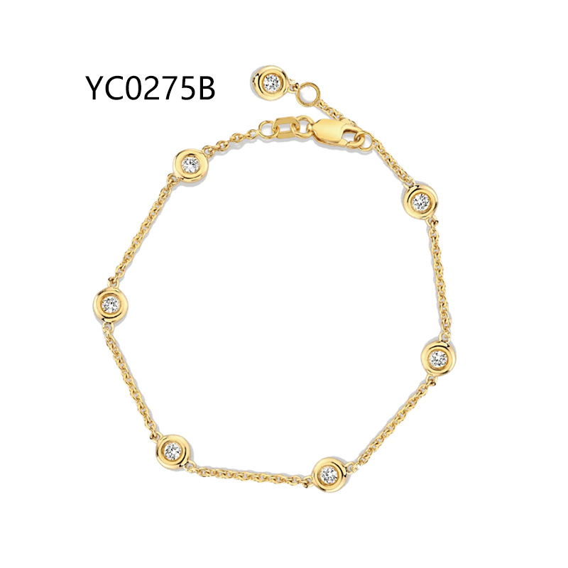 Seven-stone bubble bracelet (single stone 10 points) · S925 Silver/Moissanite/16+2cm
