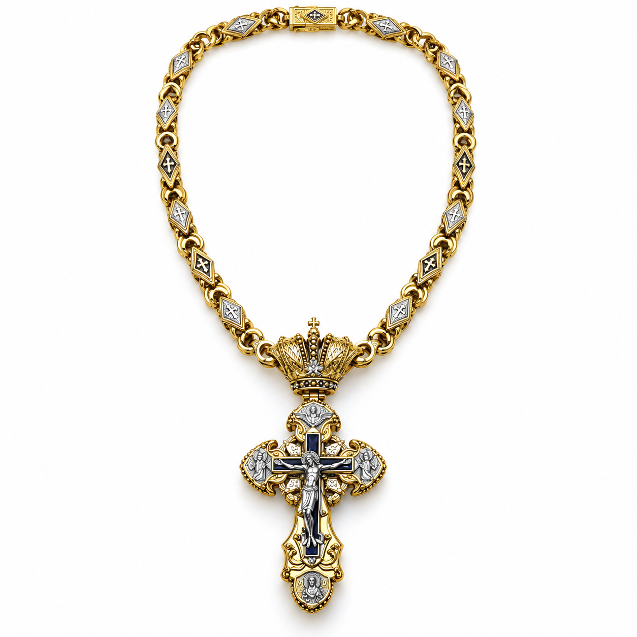 Gold-Tone / Crown Crucifix · 6mm / 20 Inches