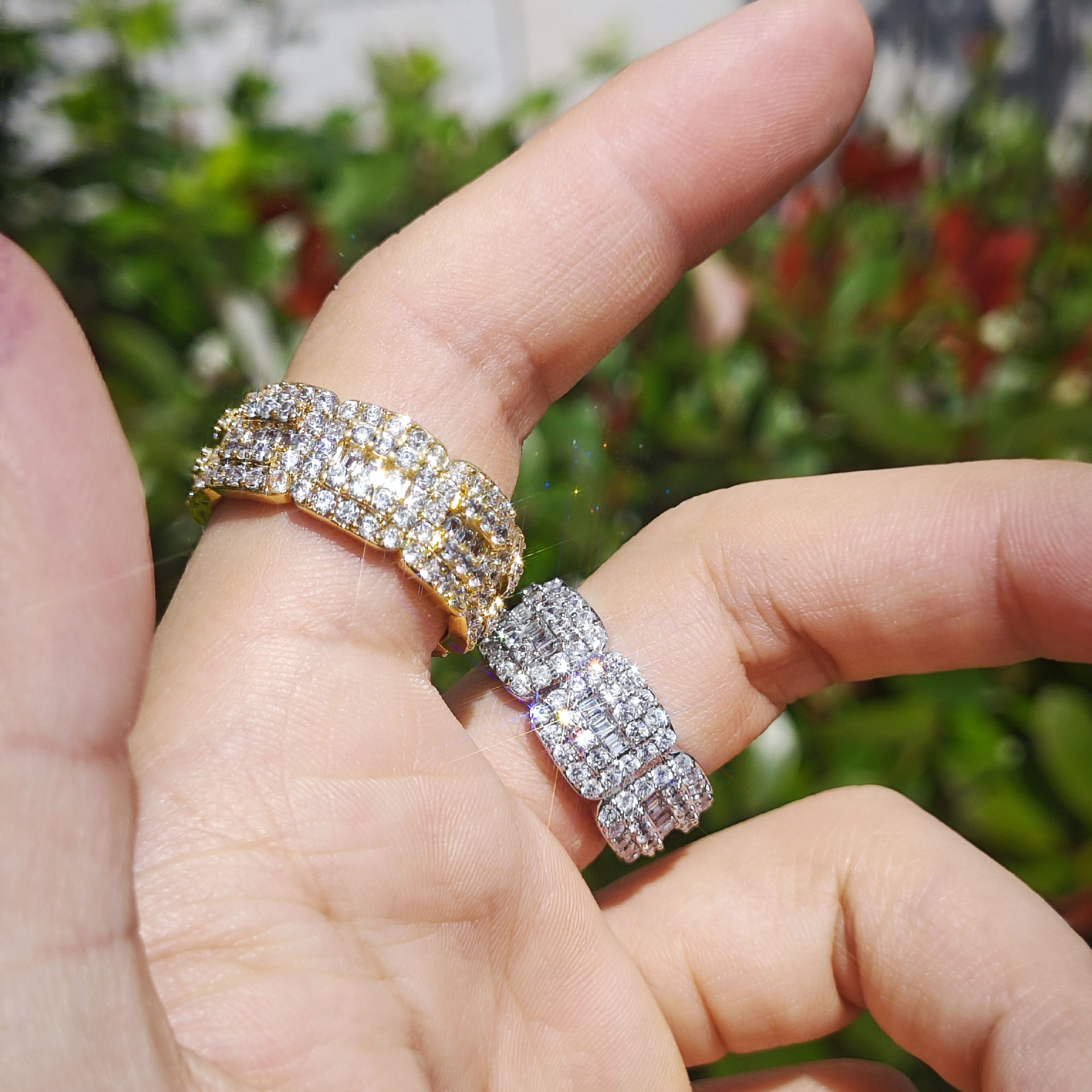 Iced Out Baguette Hip Hop Statement Ring for Men — detail 2