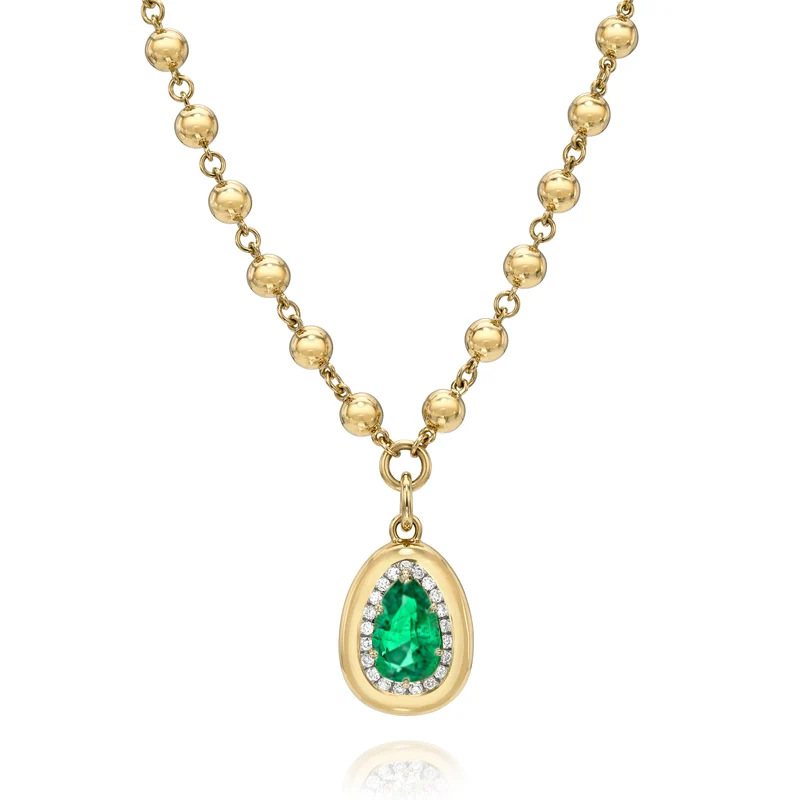 Pear Shape Pendant Necklace, S925 Sterling Silver 18K Gold Plated, Lab Grown Sapphire / Emerald / Moissanite Necklace — detail 3