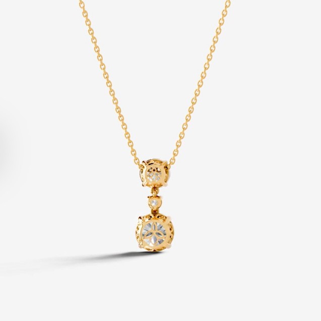 Three Stone Moissanite Necklace 925 Sterling Silver 18K Gold Plated Pendant Necklace — detail 8