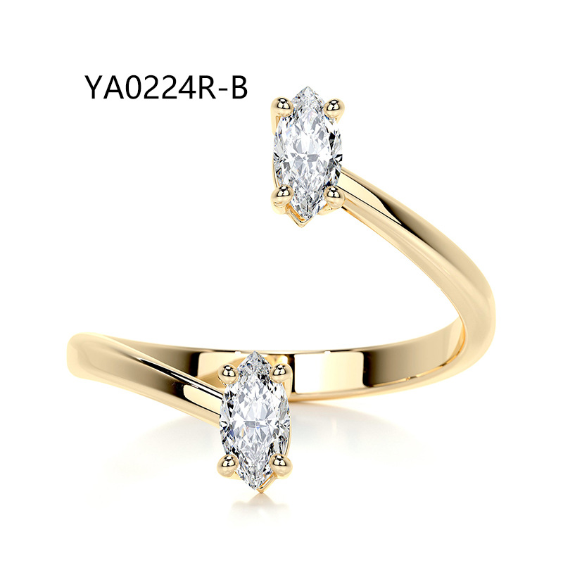 Stylish, open-design ring with a "quiet luxury" aesthetic—a trendy, cross-border fashion piece crafted from S925 sterling silver, gold-plated, and set with a moissanite stone. — detail 18