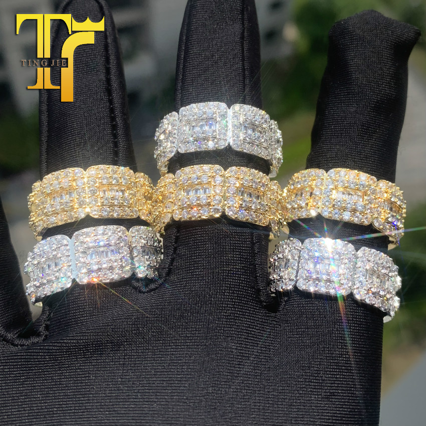 Iced Out Baguette Hip Hop Statement Ring for Men