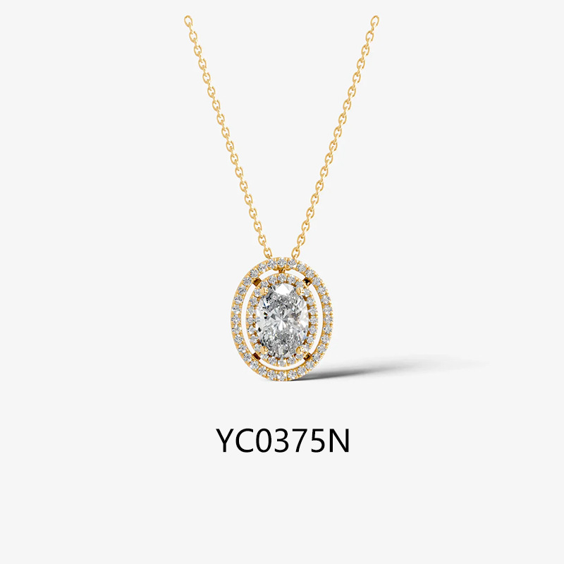 1CT Halo Moissanite Necklace 925 Sterling Silver 18K Gold Plated Pendant Necklace — detail 9