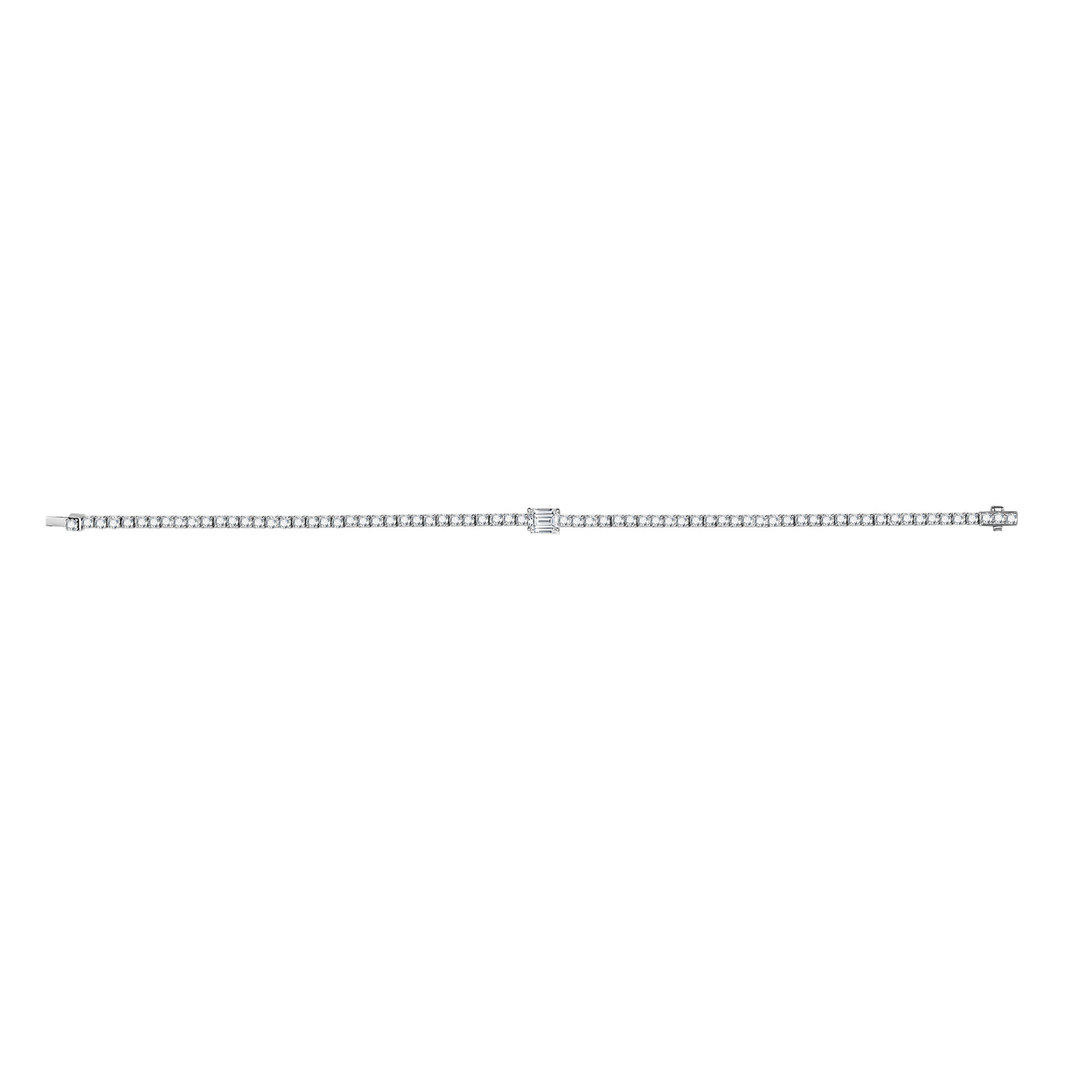 18K White Gold Emerald-Cut Lab-Grown Diamond Tennis Bracelet – Approx. 3.2ct, 17cm — detail 8