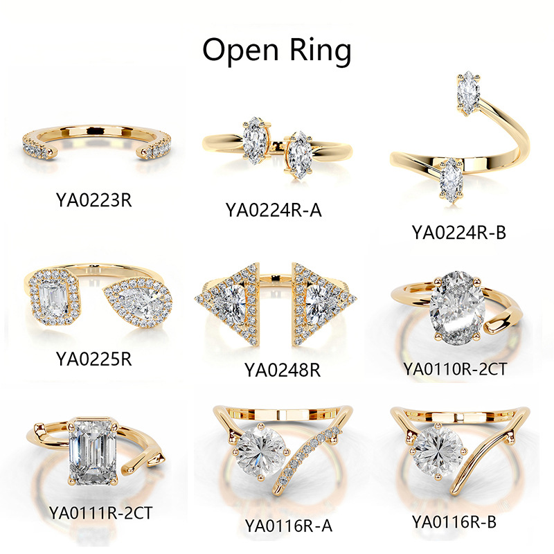 Stylish, open-design ring with a "quiet luxury" aesthetic—a trendy, cross-border fashion piece crafted from S925 sterling silver, gold-plated, and set with a moissanite stone. — detail 17
