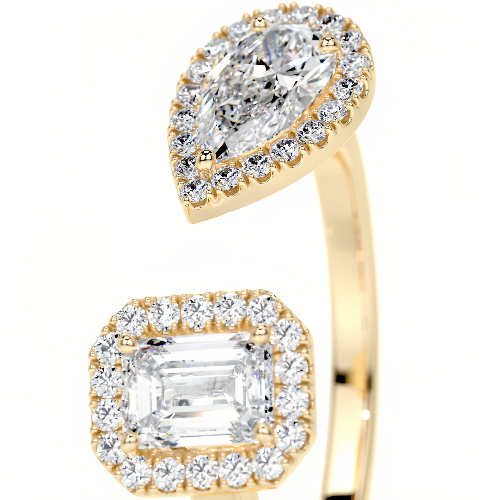 Stylish, open-design ring with a "quiet luxury" aesthetic—a trendy, cross-border fashion piece crafted from S925 sterling silver, gold-plated, and set with a moissanite stone. — detail 8