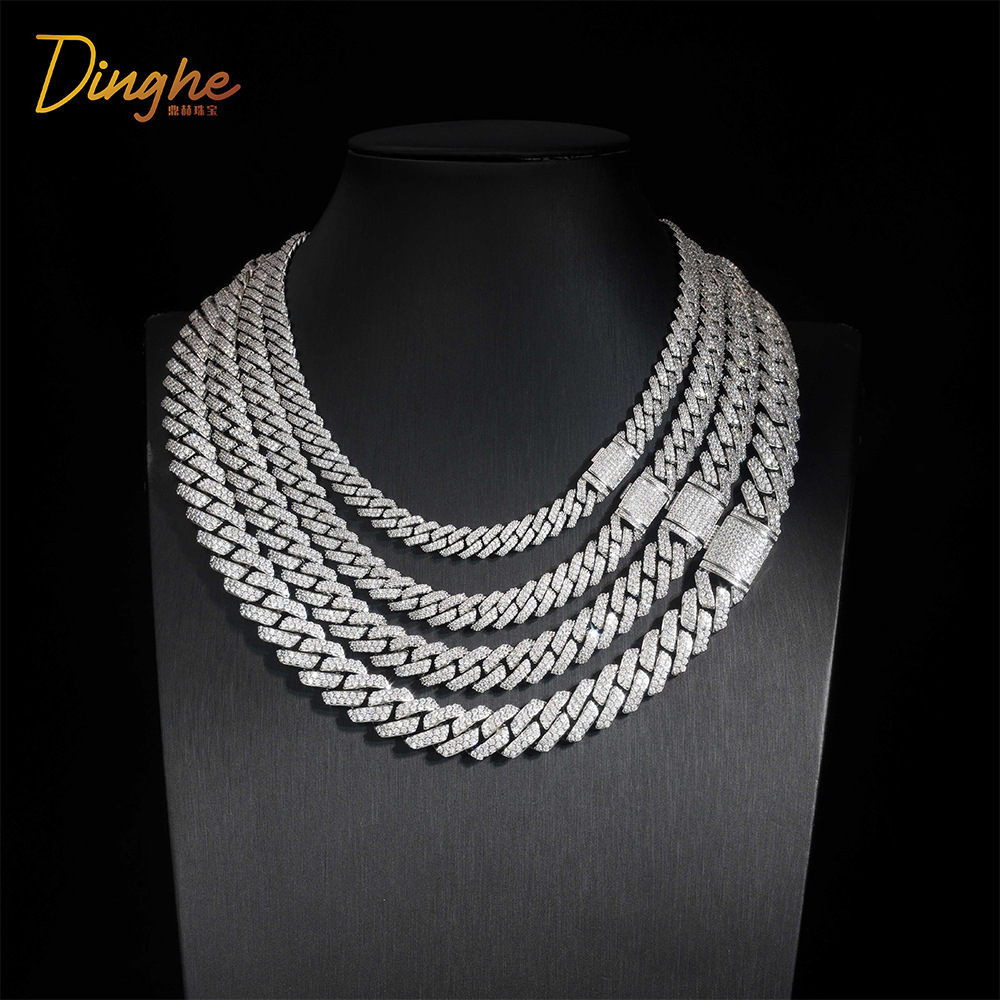 AODHY 8–15mm Double-Row Diamond-Shaped Iced-Out Cuban Link Necklace & Bracelet — detail 10