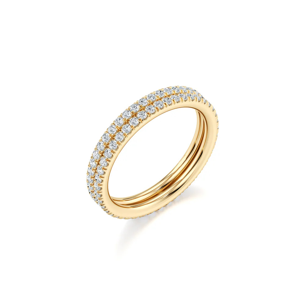 Moissanite Row Ring, 925 Sterling Silver Gold Plated Eternity Band Stackable Ring — detail 8