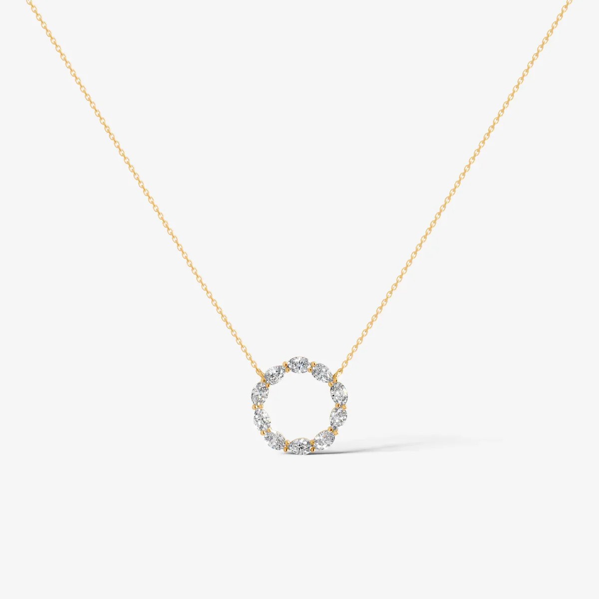 S925 Sterling Silver Moissanite Circle Pendant Necklace, 18K Gold Plated — detail 3