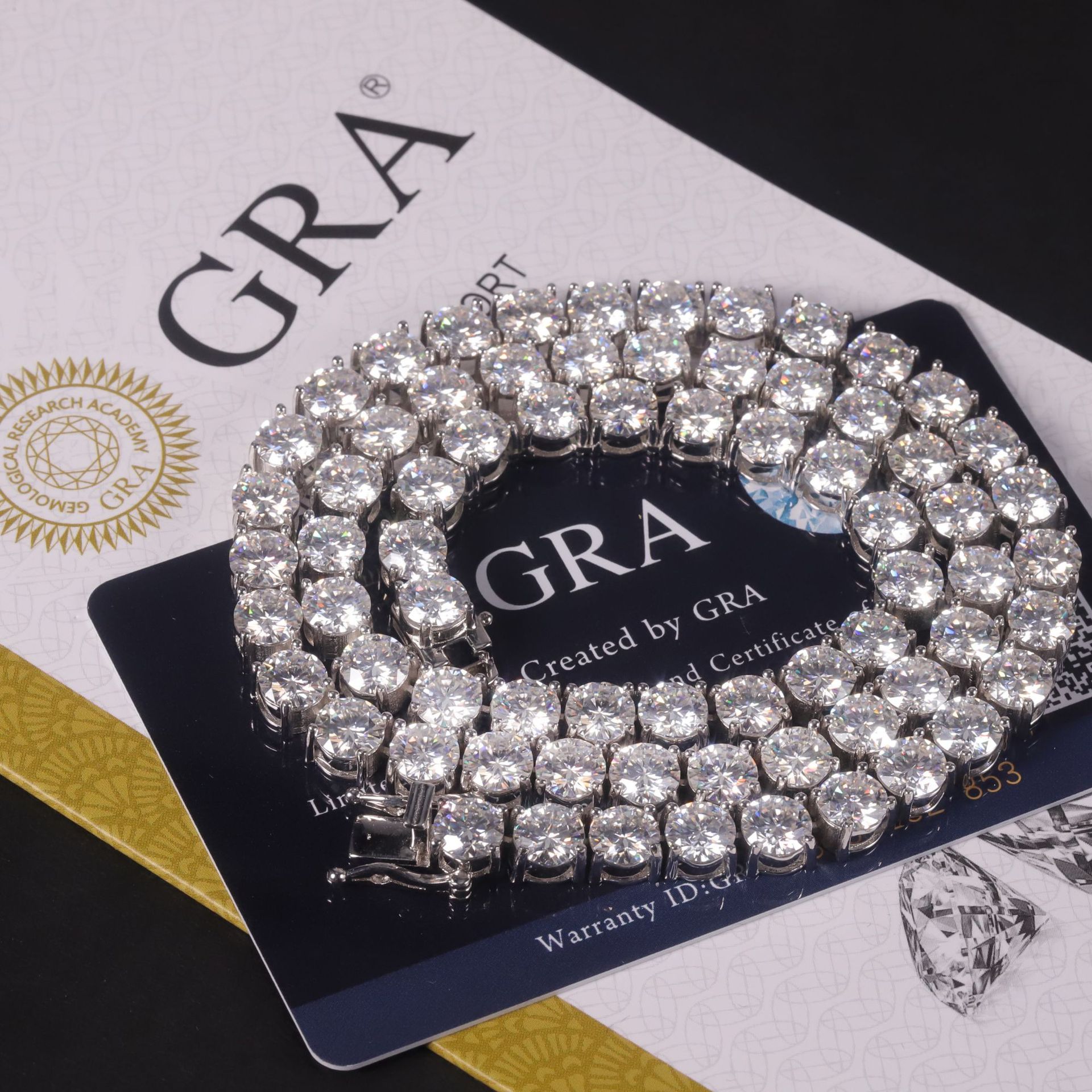 Aodhy S925 Sterling Silver Round Moissanite Tennis Chain — U02N — detail 11