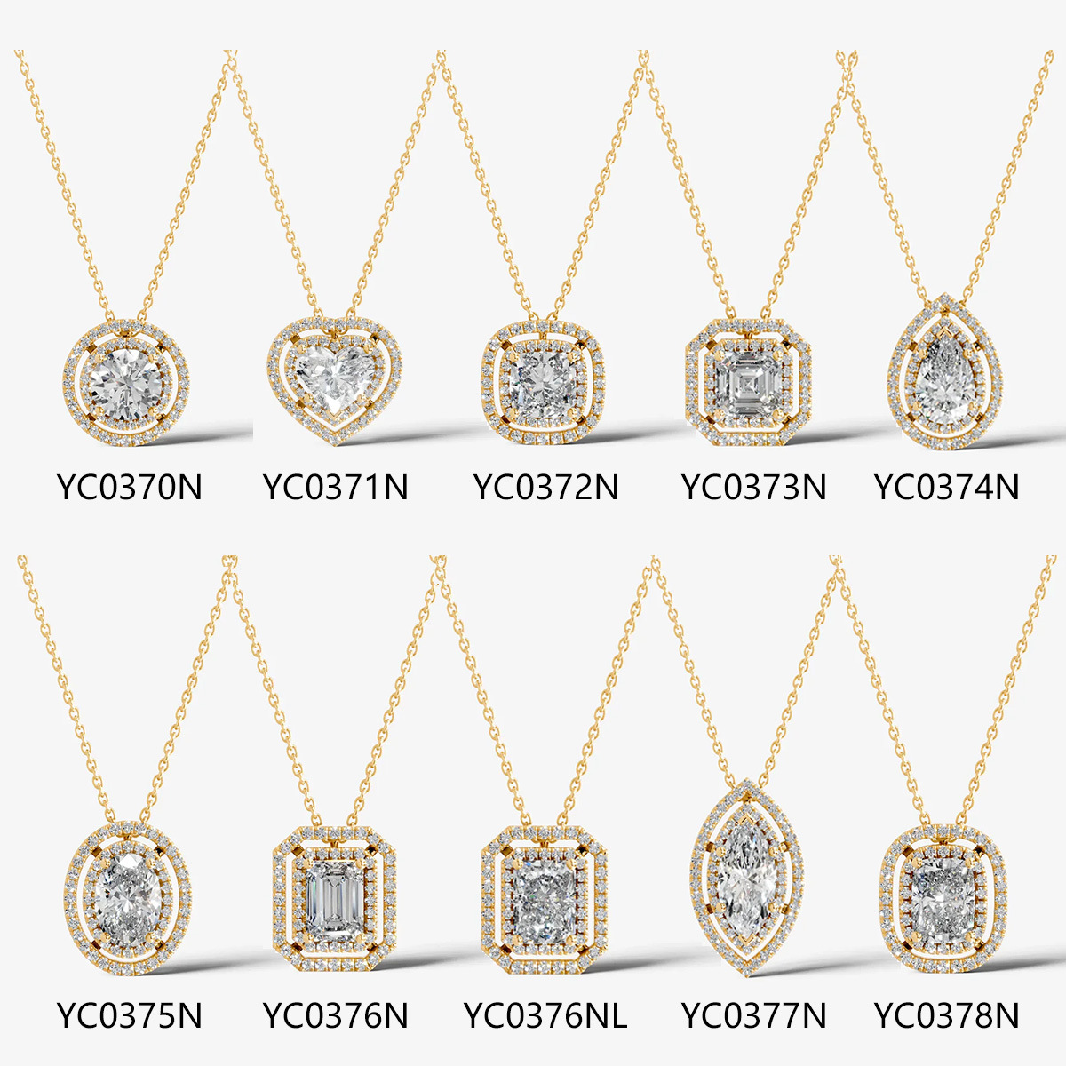 1CT Halo Moissanite Necklace 925 Sterling Silver 18K Gold Plated Pendant Necklace — detail 1