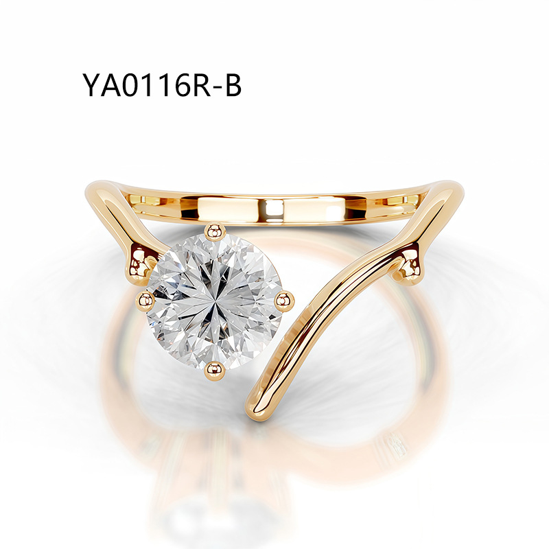 Stylish, open-design ring with a "quiet luxury" aesthetic—a trendy, cross-border fashion piece crafted from S925 sterling silver, gold-plated, and set with a moissanite stone. — detail 6