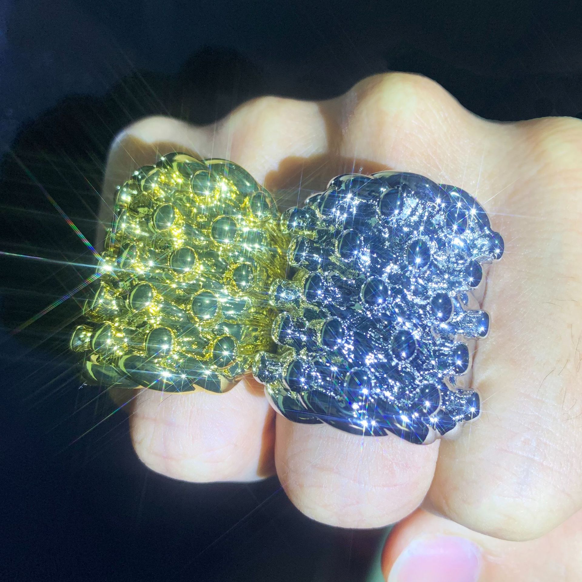 Iced Out Lava Texture Wide Band Ring Hip Hop Cubic Zirconia Ring For Men — detail 2