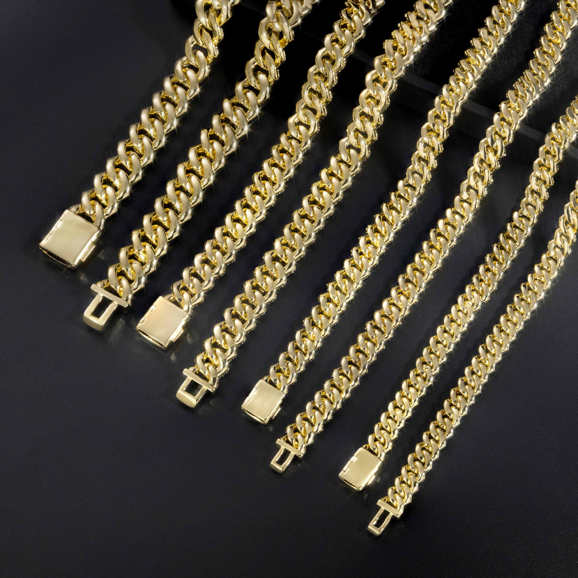 AODHY 8–15mm Double-Row Diamond-Shaped Iced-Out Cuban Link Necklace & Bracelet — detail 24