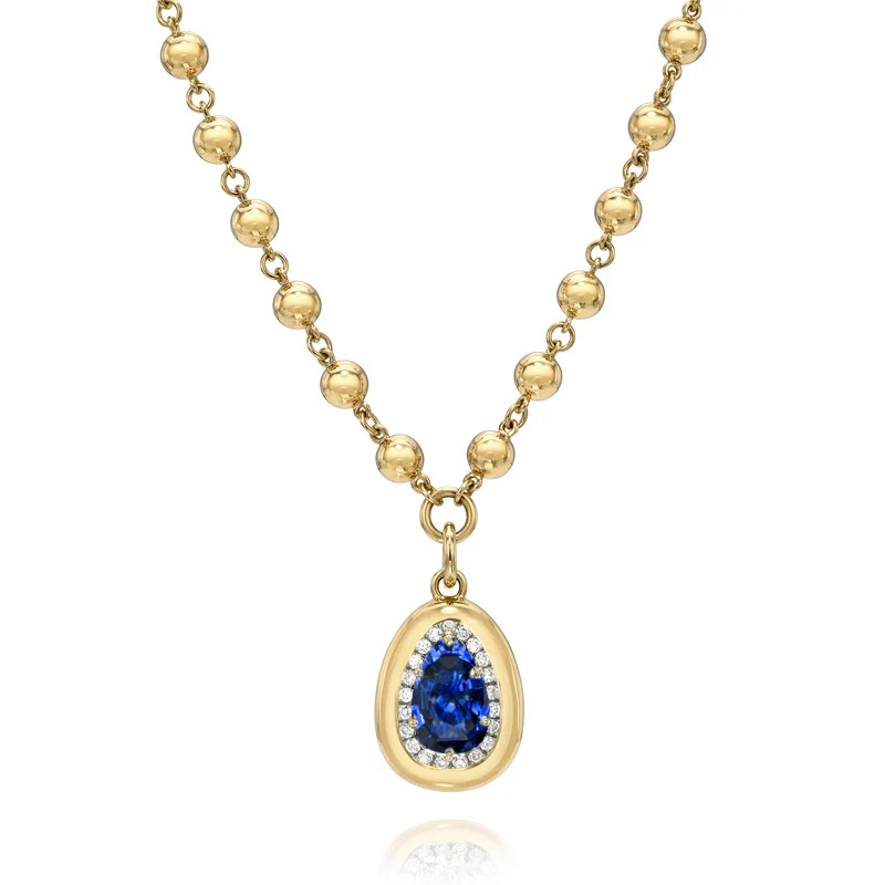 Pear Shape Pendant Necklace, S925 Sterling Silver 18K Gold Plated, Lab Grown Sapphire / Emerald / Moissanite Necklace — detail 2
