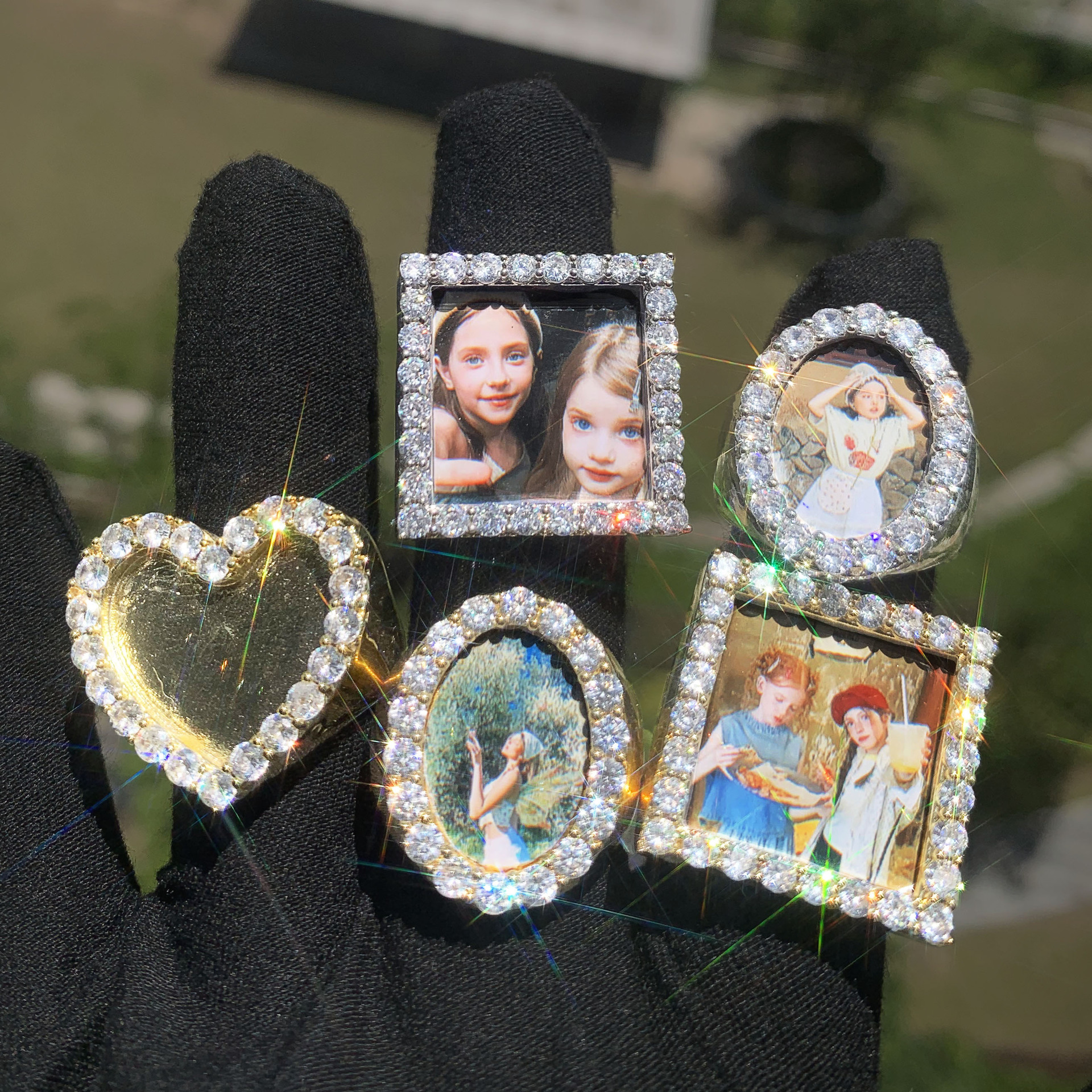 Custom Photo Ring, Hip Hop Iced Out CZ Picture Ring Adjustable Unisex Ring — detail 2