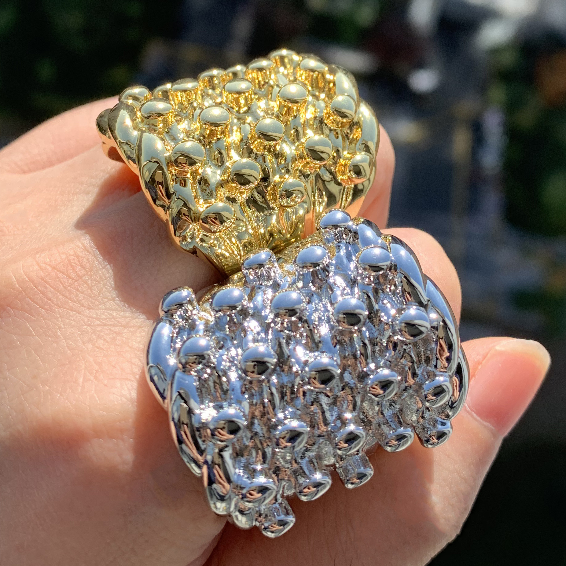 Iced Out Lava Texture Wide Band Ring Hip Hop Cubic Zirconia Ring For Men — detail 6