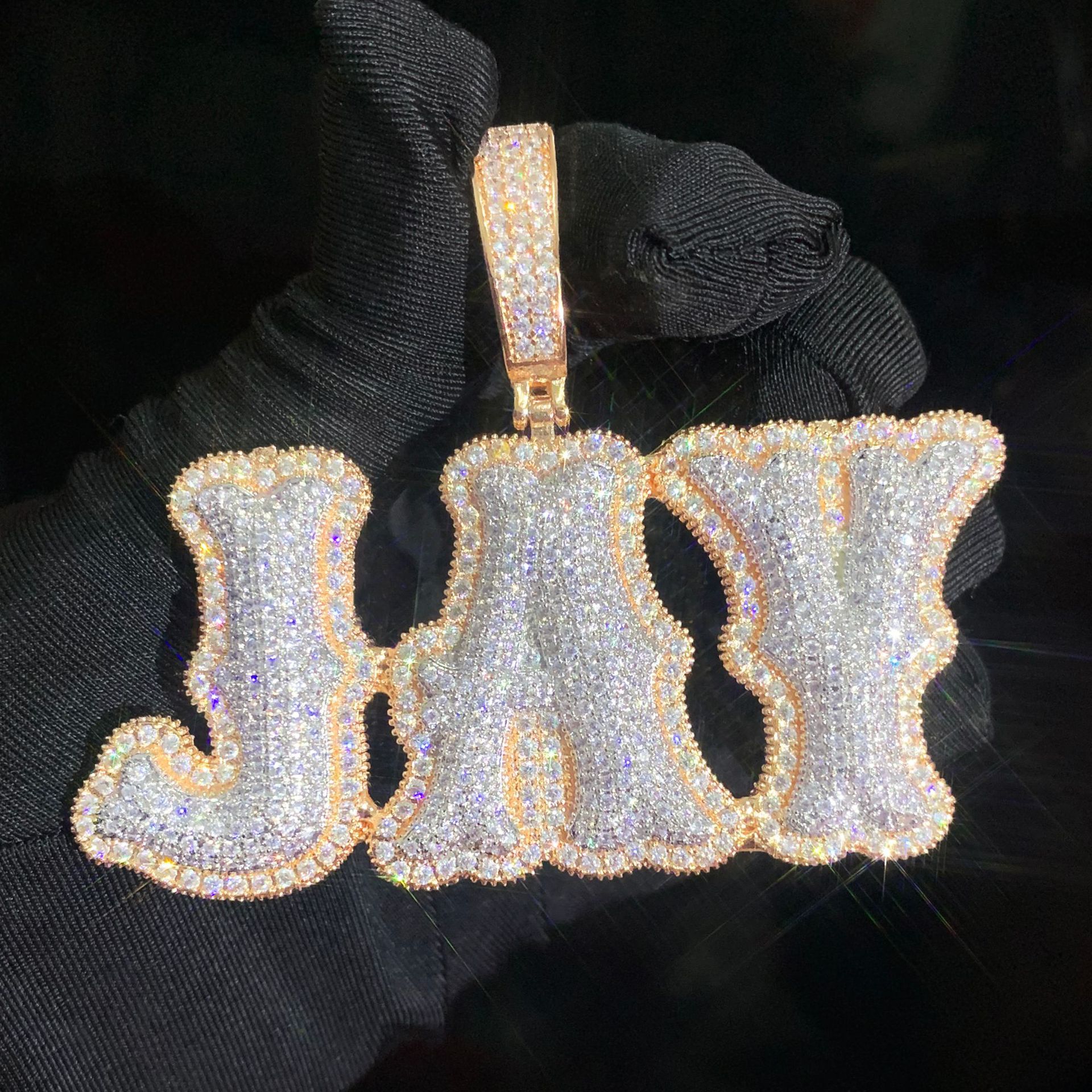 Aodhy Custom Bubble Letter CZ Name Pendant — detail 6