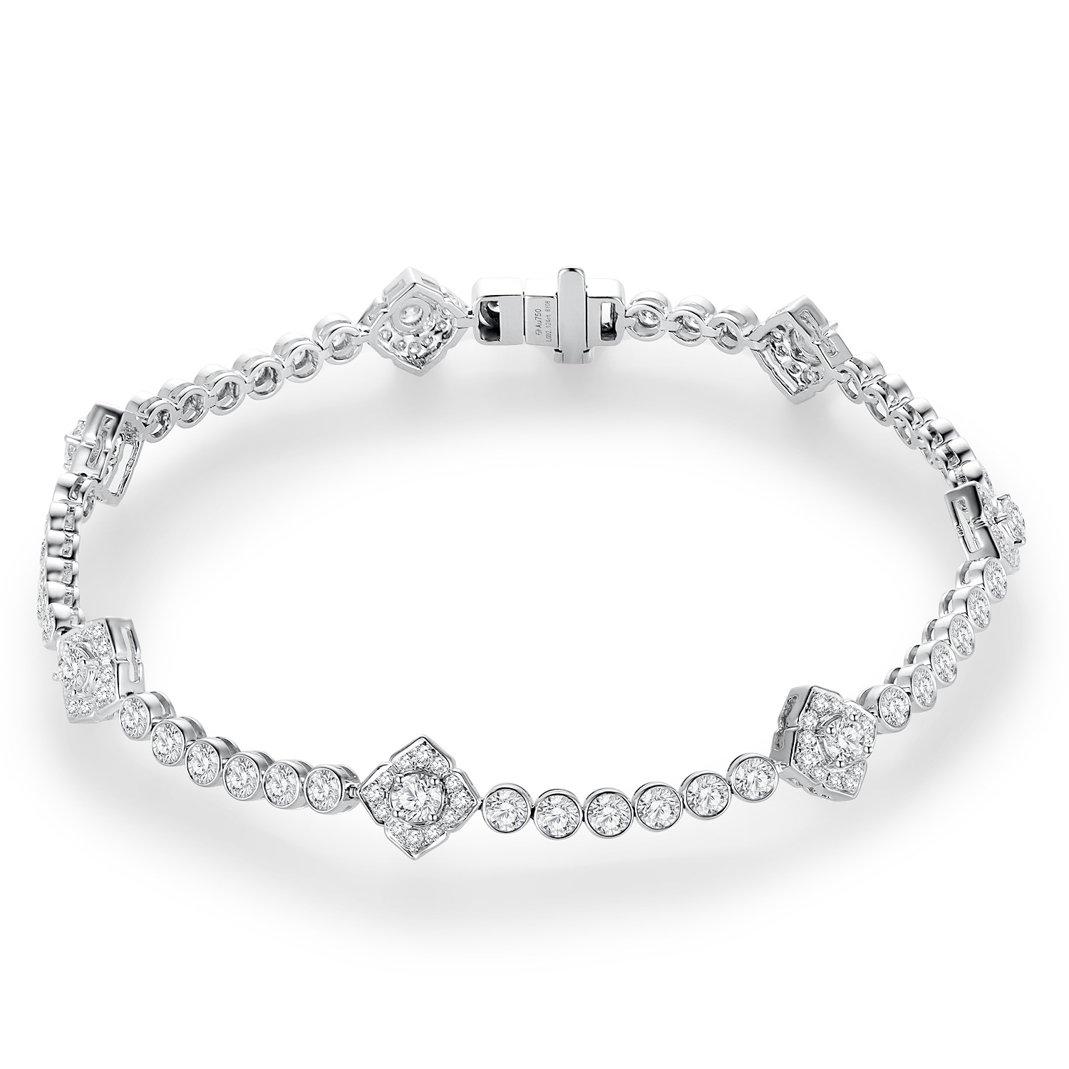 18K White Gold Floral Lab-Grown Diamond Bracelet – Approx. 2ct, 17cm — detail 8