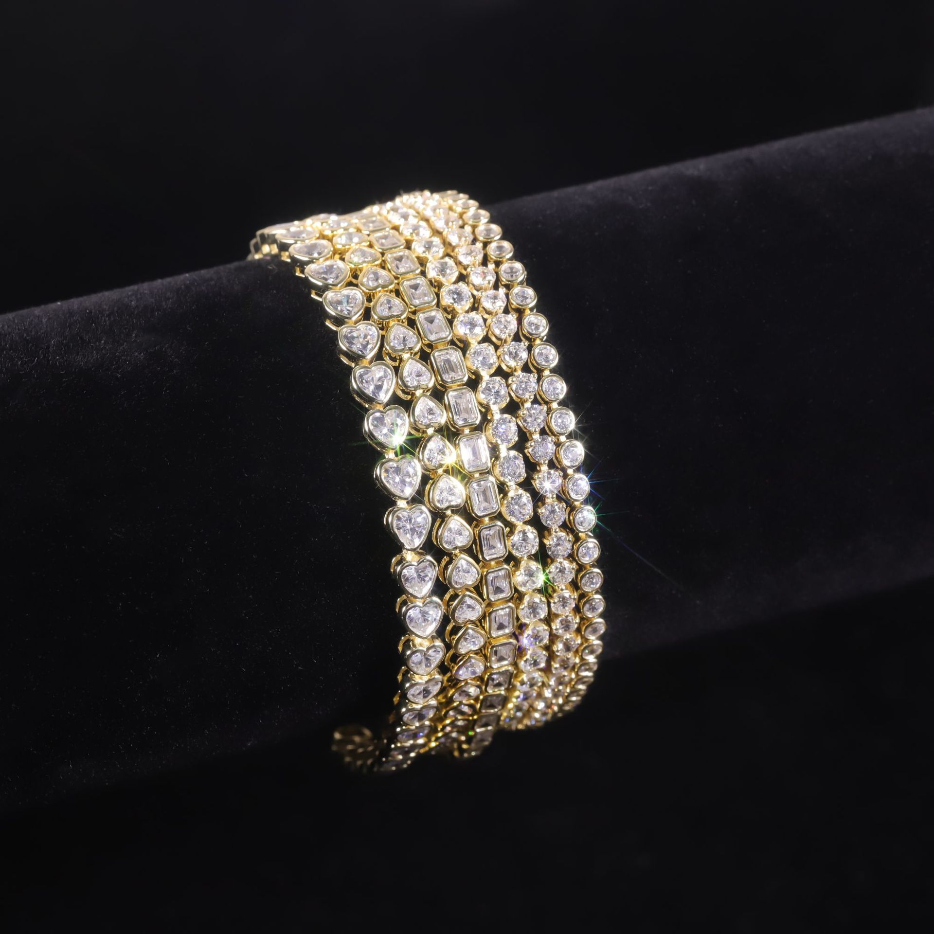 S925 Sterling Silver Moissanite Tennis Bracelet – 6 Stone Shapes, 7 Inches — detail 5