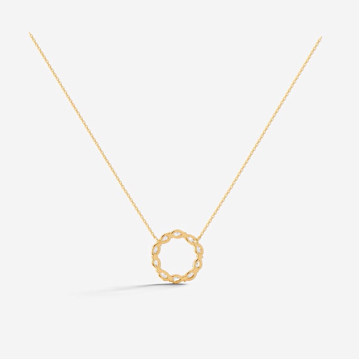 S925 Sterling Silver Moissanite Circle Pendant Necklace, 18K Gold Plated — detail 5
