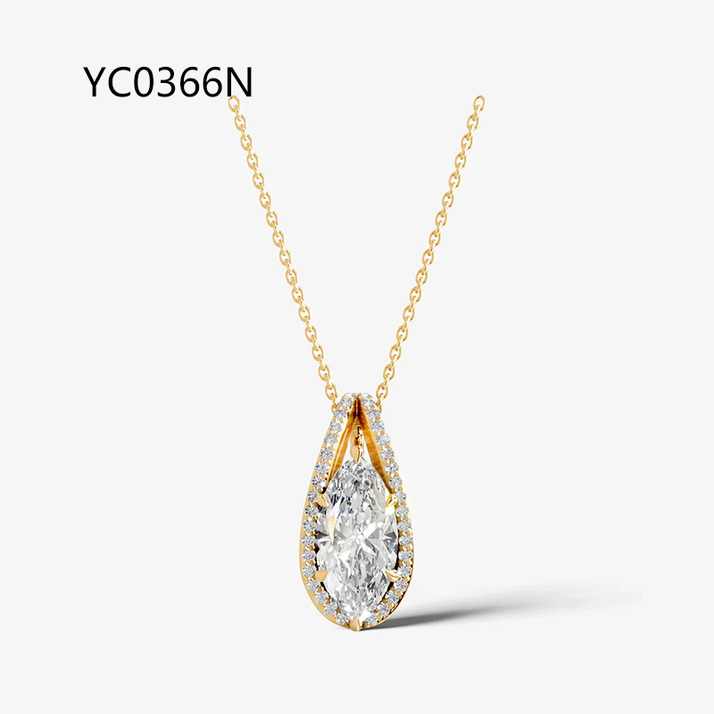 2CT Moissanite Pendant Necklace, S925 Sterling Silver 18K Gold Plated Choker — detail 8