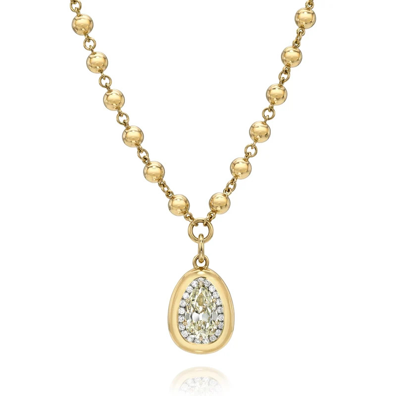 Pear Shape Pendant Necklace, S925 Sterling Silver 18K Gold Plated, Lab Grown Sapphire / Emerald / Moissanite Necklace — detail 1