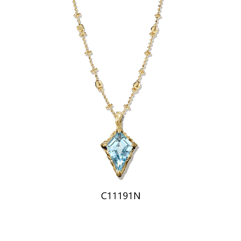 Vintage Lab Grown Gemstone Pendant Necklace, 925 Sterling Silver 18K Gold Plated Fairy Chain Necklace for Women — detail 9