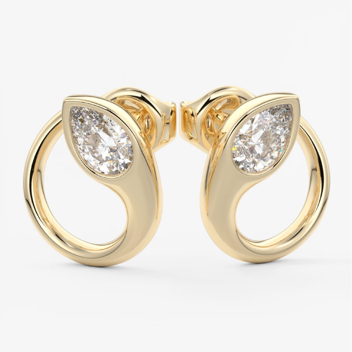 S925 Sterling Silver Pear Cut Moissanite Hoop Earrings, 18K Gold Plated Teardrop Gemstone Stud Earrings — detail 3