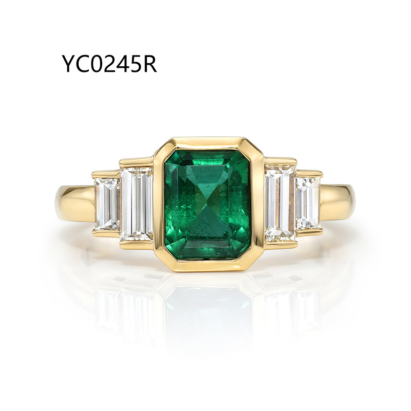 2CT Emerald Cut Moissanite Ring, S925 Sterling Silver 18K Gold Plated Ring — detail 6