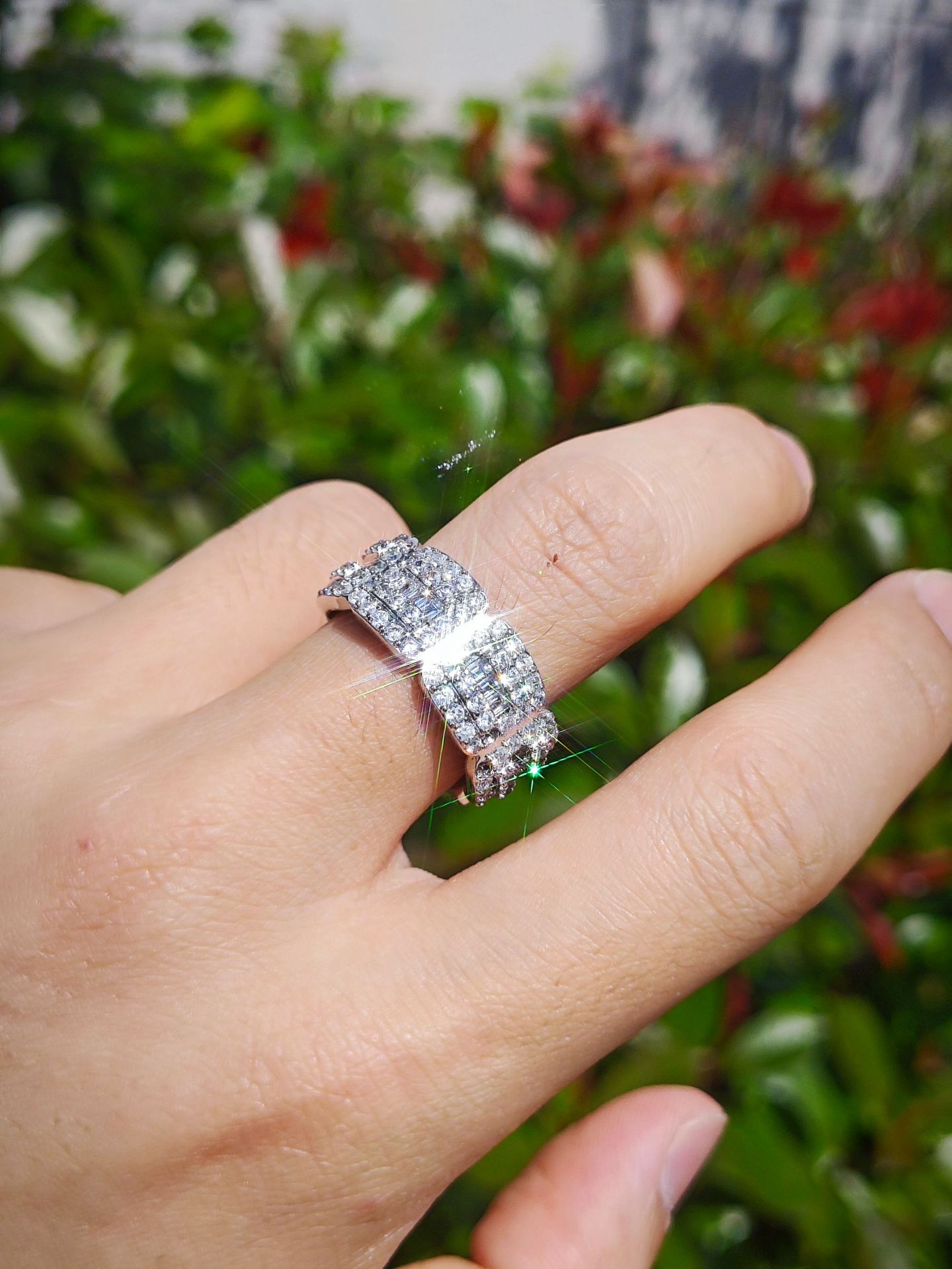 Iced Out Baguette Hip Hop Statement Ring for Men — detail 3