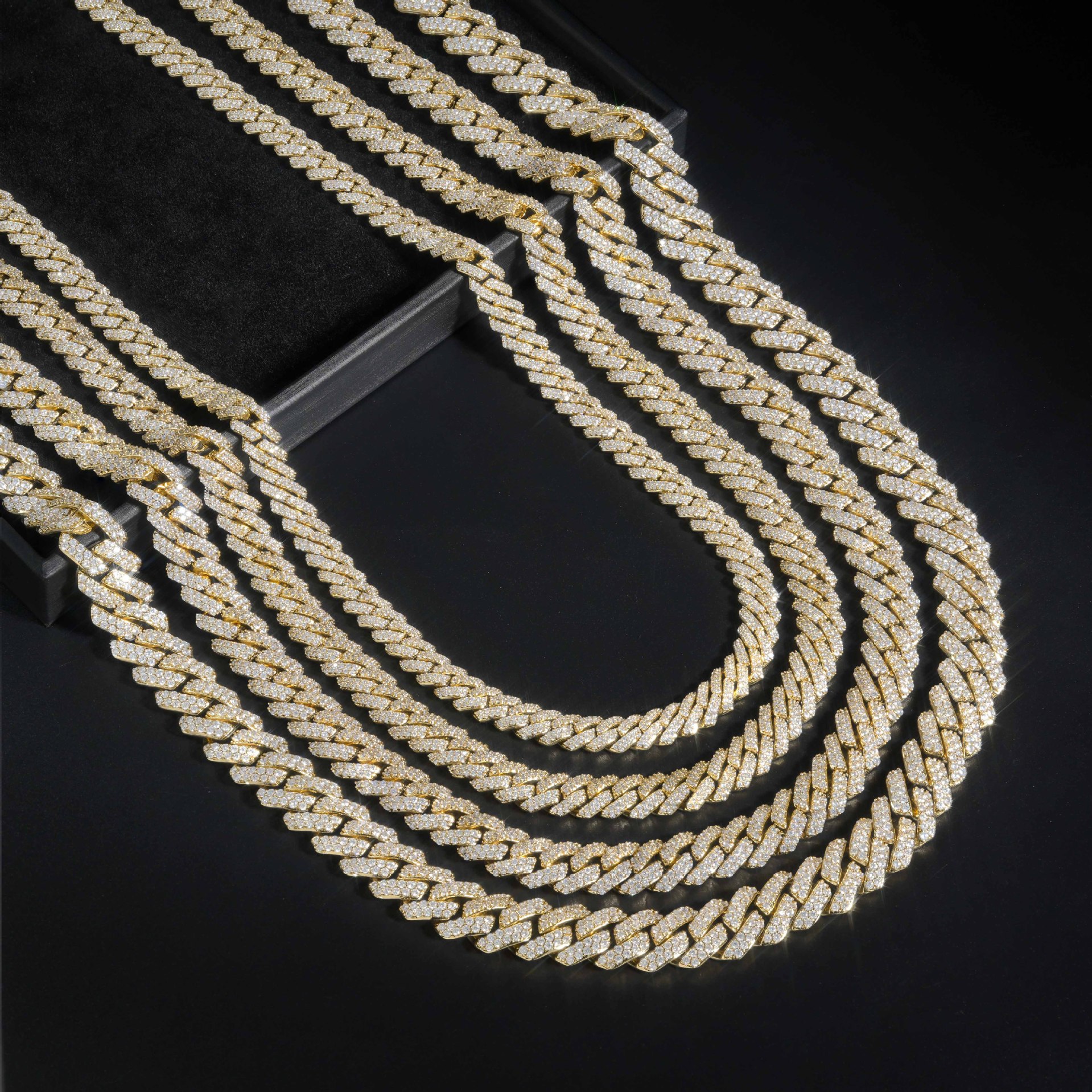 AODHY 8–15mm Double-Row Diamond-Shaped Iced-Out Cuban Link Necklace & Bracelet — detail 26